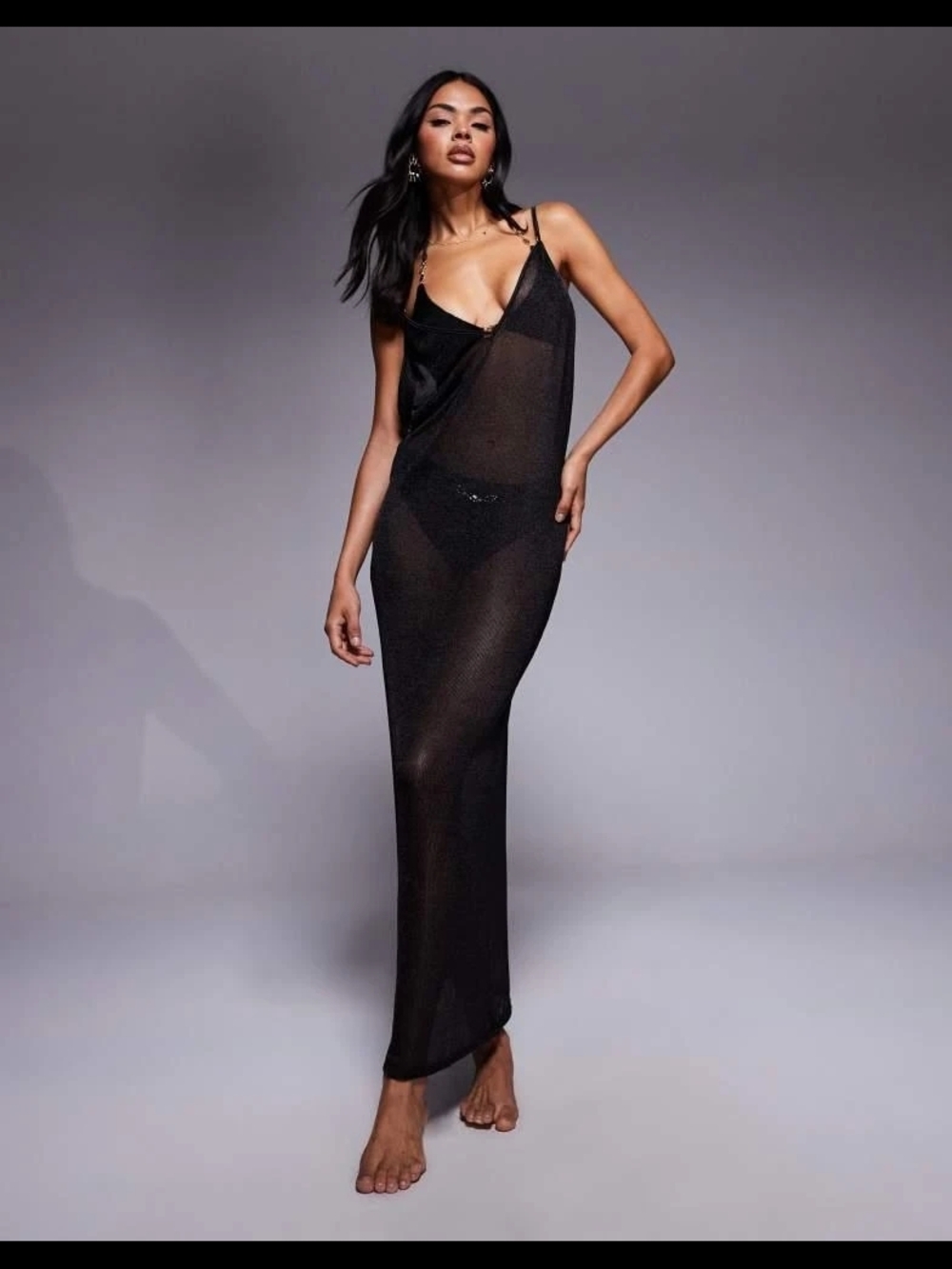 Bluebella Sheer Black Maxi Slip Dress